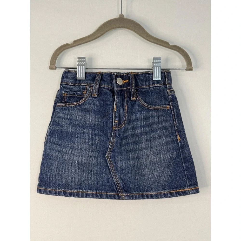 Old Navy Denim Skirt Kids 2T Blue Adjustable Waist Cotton Mini Skirt‎